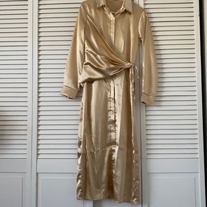Fitted GOLD Button Down with Wrap Dress